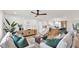 Bright living room featuring modern decor, wood floors, stylish furniture and an open floor plan connecting to the kitchen at 5109 E Blanche Dr, Scottsdale, AZ 85254