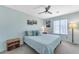 Comfortable bedroom with soft blue walls, a ceiling fan, and a window with blinds for a tranquil space at 8931 W Alex Ave, Peoria, AZ 85382