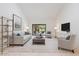 Bright living room with high ceilings, modern decor, neutral color palette, and patio access at 2313 S Grandview Ave, Tempe, AZ 85282