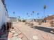 Spacious backyard showcasing a low-maintenance desert landscape with mature palm trees at 2929 E Main St # 471, Mesa, AZ 85213