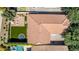 Aerial view of the property showcasing the backyard, pool, and outdoor kitchen at 3030 E Camellia Dr, Gilbert, AZ 85296