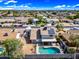 An aerial view of a backyard with a pool, patio, and neighborhood homes at 4136 W Hearn Rd, Phoenix, AZ 85053