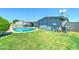 A spacious green yard features a refreshing swimming pool, a covered patio, and outdoor cooking area at 4201 W Hatcher Rd, Phoenix, AZ 85051