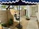 Inviting front yard with shade umbrella and charming garden decor at 4925 W Bluefield Ave, Glendale, AZ 85308