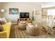 Cozy living room with wicker chairs, modern TV and décor, and stylish wicker ottomans at 5541 E Cheery Lynn Rd, Phoenix, AZ 85018