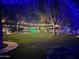 Expansive backyard illuminated with festive string lights and lush greenery at 6139 E Voltaire Ave, Scottsdale, AZ 85254