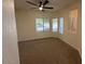 Spacious living room with neutral carpet, ceiling fan, and windows for natural light at 20985 N 81St Dr, Peoria, AZ 85382