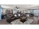 Large game room featuring hardwood floors, gray walls, neutral paint, and a pool table at 23081 S 223Rd Way, Queen Creek, AZ 85142