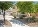 Charming home with mature landscaping, including desert plants and trees, on a sunny day with a walkway at 23733 S 209Th Pl, Queen Creek, AZ 85142