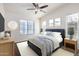Bright bedroom featuring neutral tones, plush bedding, and ample natural light from windows, creating a serene retreat at 2402 E 5Th St # 1411, Tempe, AZ 85288