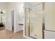 Bathroom with glass shower, vanity, and tile flooring at 4404 W Olney Ave, Laveen, AZ 85339