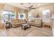 Spacious living room with neutral tones, ceiling fan, and large windows offers a relaxing gathering space at 4422 E Spur Dr, Cave Creek, AZ 85331