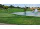 Picturesque golf course view with a tranquil pond, lush greenery, and serene surroundings at 19025 N 96Th Ave, Peoria, AZ 85382