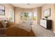 Bright bedroom with bay window, neutral paint, and carpet at 22063 N 77Th St, Scottsdale, AZ 85255