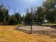 Fenced horse corral with mature trees and partially dry grasses at 25722 S 179Th St, Queen Creek, AZ 85142