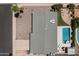 Aerial view shows the backyard pool, patio area, and overall roof structure at 3759 E Charter Oak Rd, Phoenix, AZ 85032