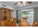 Dining area with laminate flooring, wooden table and chairs, and sliding glass door access at 12711 W Omega Dr, Sun City West, AZ 85375