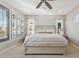 Serene bedroom with light walls, soft carpet, ceiling fan, and a stylish decor creating a calm retreat at 1941 W Yellowstone Way, Chandler, AZ 85248