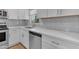 Kitchen countertop featuring a stainless steel dishwasher, sink, and faucet with subway tile backsplash at 2215 W Highland Ave, Phoenix, AZ 85015