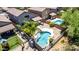 Lush backyard with a sparkling pool, mature palm trees, a playground, and a patio area perfect for relaxation at 4426 E Coyote Wash Dr, Cave Creek, AZ 85331