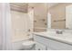 Bathroom with white vanity and shower-tub combo at 4426 E Coyote Wash Dr, Cave Creek, AZ 85331