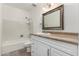 Traditional bathroom with framed mirror, modern sink and tile flooring at 518 N Cheri Lynn Dr, Chandler, AZ 85225