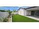 Serene backyard featuring artificial turf, pavers, and mature landscaping at 6621 E Villa Rita Dr, Phoenix, AZ 85054