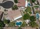 An aerial perspective captures a home with a private pool, manicured lawn, and boat parking, ideal for outdoor living at 7315 W Monte Lindo Ln, Glendale, AZ 85310