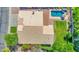 High aerial view showing the home's tile roof, hardscape, and large backyard at 1420 W Raven Dr, Chandler, AZ 85286