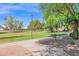 Peaceful community park featuring a paved walking path under a canopy of mature shade trees at 1420 W Raven Dr, Chandler, AZ 85286