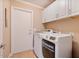 Convenient laundry room with a modern washer and dryer and ample cabinet space at 1670 E Whitten St, Chandler, AZ 85225