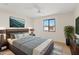 Bedroom showcases a modern style with a large window, sleek furniture, and stylish decor at 2022 N 61St Ave, Phoenix, AZ 85035