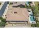 Aerial view of home highlighting the tile roof, pool, jacuzzi, outdoor gazebo and private backyard at 22255 E Quintero Rd, Queen Creek, AZ 85142