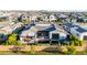 Bird's-eye view of a modern home with a pool, outdoor seating area, and meticulously landscaped backyard at 3684 E Boot Track Trl, Gilbert, AZ 85296