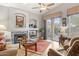Cozy living room features a fireplace, large sliding glass doors to the backyard, and lots of light at 4462 E Dale Ln, Cave Creek, AZ 85331