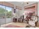 Comfortable living room with sliding glass door leading to a patio and lush backyard at 4462 E Dale Ln, Cave Creek, AZ 85331