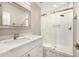 Bathroom with vanity, tiled shower, and modern finishes at 7439 E Beryl Ave, Scottsdale, AZ 85258