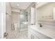 Bathroom with vanity, tiled shower, and modern finishes at 7439 E Beryl Ave, Scottsdale, AZ 85258
