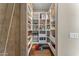 Well-organized walk-in pantry with custom shelving for ample storage of food and home goods at 11324 E Diamond Cholla Dr, Scottsdale, AZ 85255
