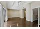 Spacious bedroom features a ceiling fan, hardwood floors, and natural light at 33 W Missouri Ave # 17, Phoenix, AZ 85013