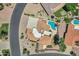 Aerial view of a desert home with a pool and desert landscaping at 5345 E Mclellan Rd # 123, Mesa, AZ 85205