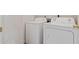 A view of the laundry room showing the washer and dryer hookups at 1410 S Boulder St # A, Gilbert, AZ 85296