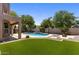 Private backyard oasis with a refreshing pool and lush landscaping at 5212 S Monte Vista St, Chandler, AZ 85249