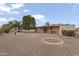 Home's spacious backyard with gravel and mature trees at 6217 E Dodge St, Mesa, AZ 85205