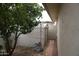 View of the side yard featuring a storage shed and greenery at 8334 N 55Th Ave, Glendale, AZ 85302