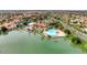 This aerial view showcases the gorgeous pool area, perfect for relaxing and recreation at 1502 E Treasure Cove Dr, Gilbert, AZ 85234