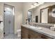 Elegant bathroom featuring a designer shower and a vanity with sleek fixtures at 16119 N Desert Fox Pkwy, Fountain Hills, AZ 85268