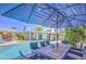 Relaxing backyard featuring a sparkling pool and shaded patio area, perfect for outdoor entertaining at 2046 E Downing St, Mesa, AZ 85213