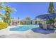 Inviting backyard with a private pool, patio furniture, and lush landscaping at 2046 E Downing St, Mesa, AZ 85213