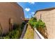 Exterior side yard features greenery, stone pavers and plenty of sunshine at 725 S Canfield --, Mesa, AZ 85208